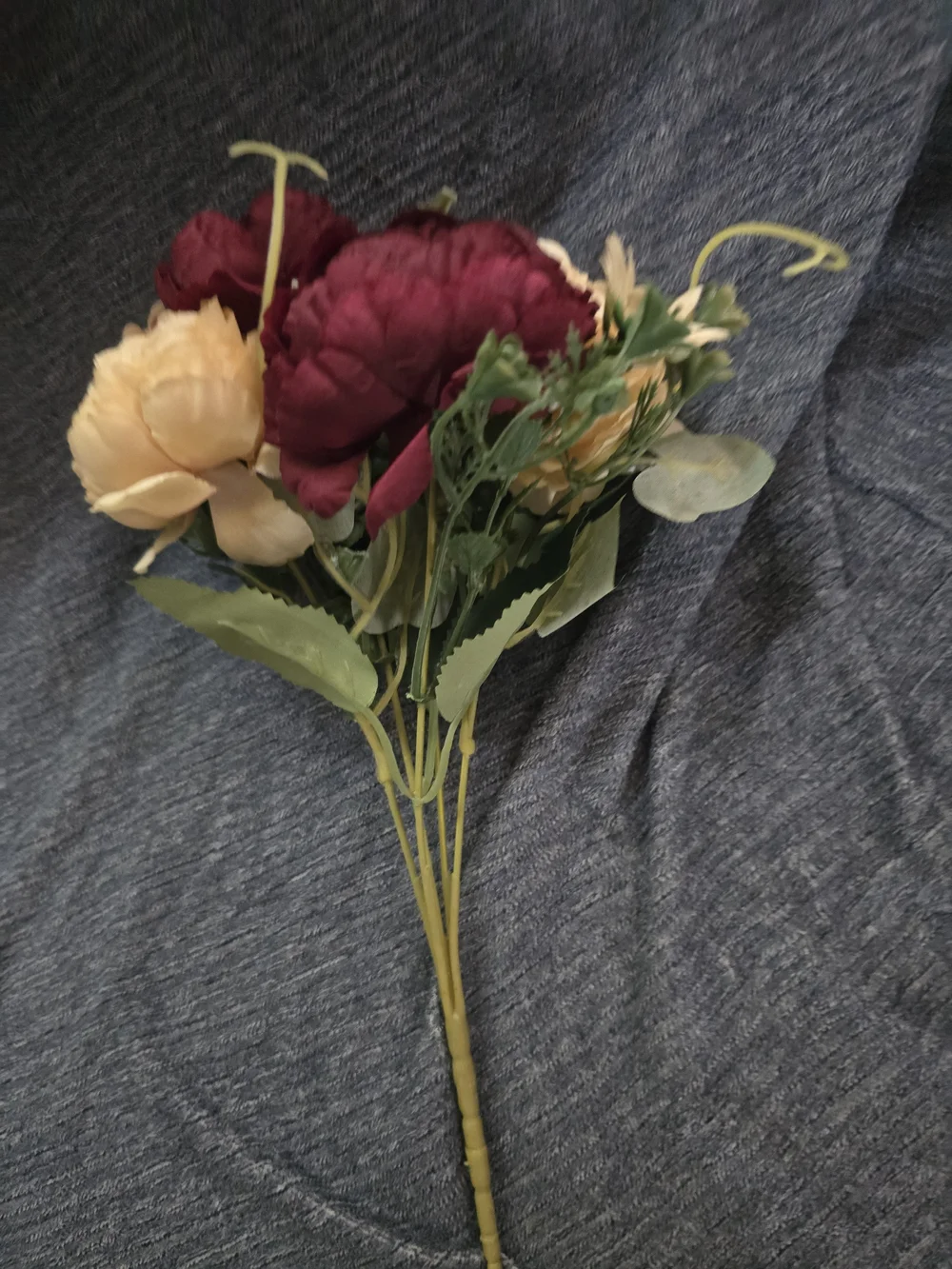 Burgundy and Cream Silk Floral Bouquet